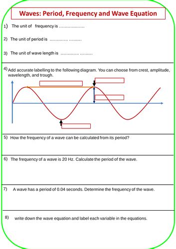 Waves Period Frequency And Wave Equation Teaching Resources