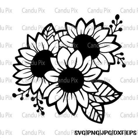 Sunflower Bouquet Svg Etsy