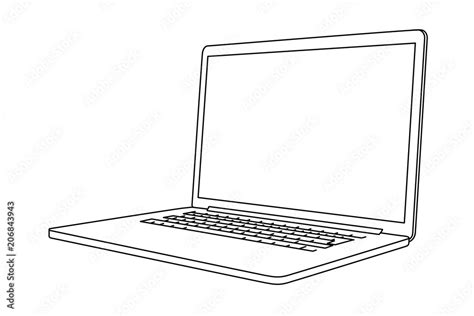 Hand drawing of a laptop. Perspective view. Stock Vector | Adobe Stock