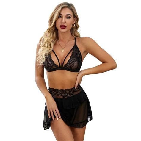 OOTDAY Ensemble Lingerie LC35170 2 Noir Dentelle Sexy Noir Cdiscount