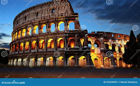 Colosseum in the Evening Ultra Realistic Illustration - Generative AI ...