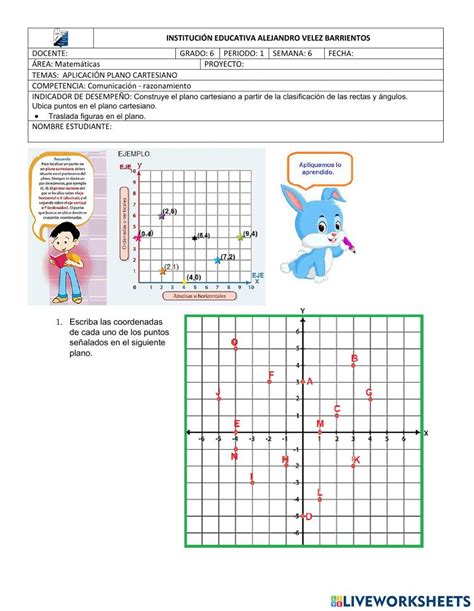 Plano Cartesiano Yeiny Sánchez Live Worksheets