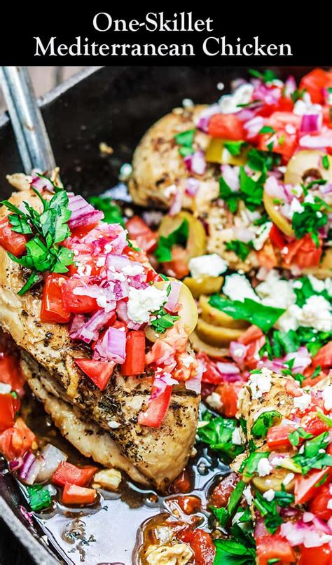 Wow This One Skillet Mediterranean Chicken Is The Best It Takes Little Prep Mediterranean