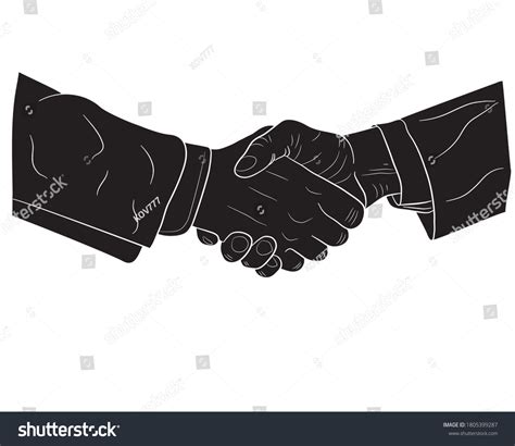 People Shaking Hands Black Silhouette Two Stock Vector (Royalty Free ...