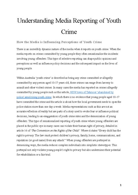 Understanding Media Reporting Of Youth Crime Understanding Media