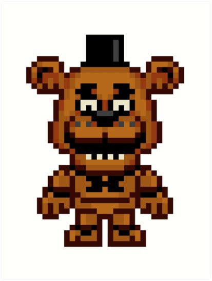 Five Nights At Freddy S Freddy Fazbear Mini Pixel Art Prints By Geekmythology Redbubble