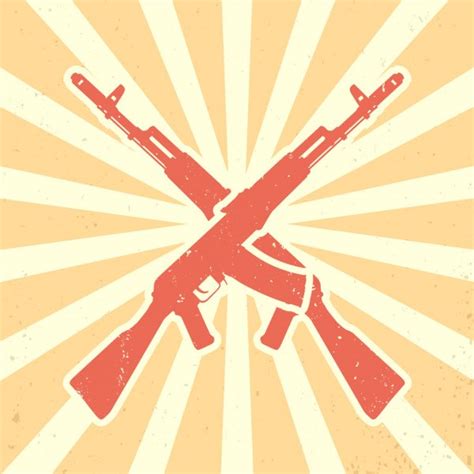 Crossed Assault Rifles Grunge Design Elements Stock Vector Image By