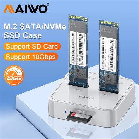 MAIWO Dual Bay NVMe SATA SD 3 Bay SSD Docking Station Adapter 10Gbps