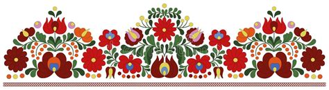 Kalocsai Embroidery In Circle Hungarian Floral Folk Pattern On Black