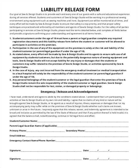 General Liability Waiver Template