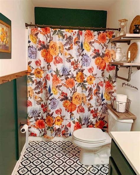 Vintage Bathroom With Floral Shower Curtain Soul Lane