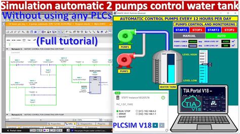 TIA Portal V18 PLCSIM V18 Simulation 2 Pumps Working Each 12 Hours