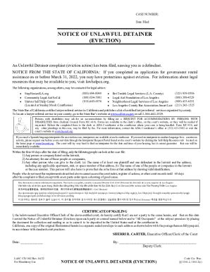 Fillable Online Notice Of Unlawful Detainer Free Legal Forms Fax