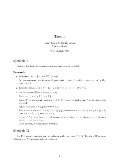 Ejercicios Resueltos Álgebra Lineal Espacio Vectorial Linealidad