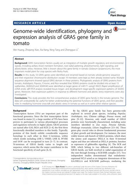 Pdf Genome Wide Identification Phylogeny And Expression Analysis Of