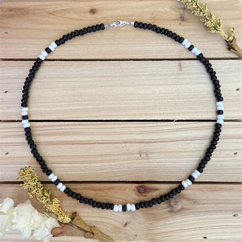 Black And White Beaded Choker Seed Bead Choker Beach Choker Etsy