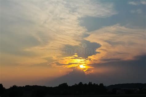 Beautiful Sunset The Sunset Sky Is Reflected In The Water Surface On