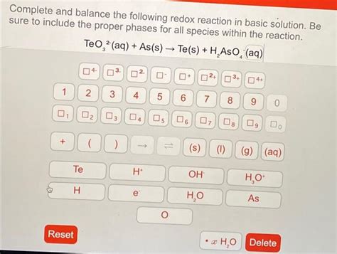 Solved Complete And Balance The Following Redox Reaction In Chegg