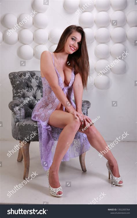 Sexy Brunette Beautiful Woman Posing Lingerie Stock Photo 1352205764 Shutterstock