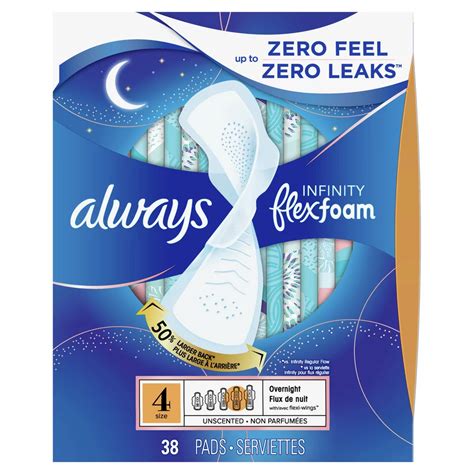 Always Infinity Flex Foam Pads Overnight Size 4 Shop Pads And Liners