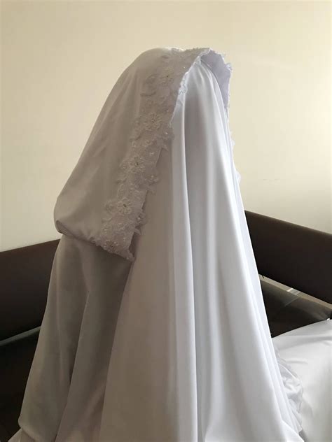 Elegant Muslim Wedding Suit Bridal Silk Jilbab White Khimar Etsy