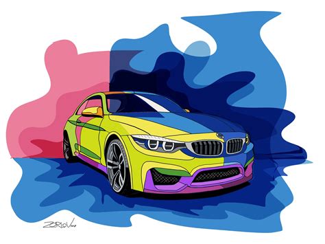 Bmw Bmw Art Print Large Pink Blue Green Bmw Painting Canvas Etsy