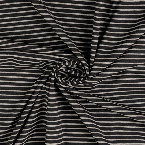 Cotton Jersey Stripes Blackgrey Mottled Etsy