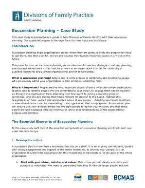 Fillable Online Succession Planning A Case Study On Related Problems