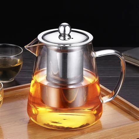 550ml 750ml 950ml 1300ml Glass Teapot With Removable Stainless Steel Infuser And Steeper Filter