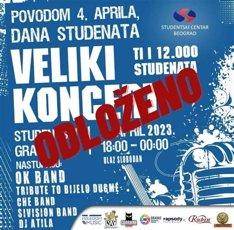 Odložen tradicionalni koncert povodom Dana studenata Magazin Student