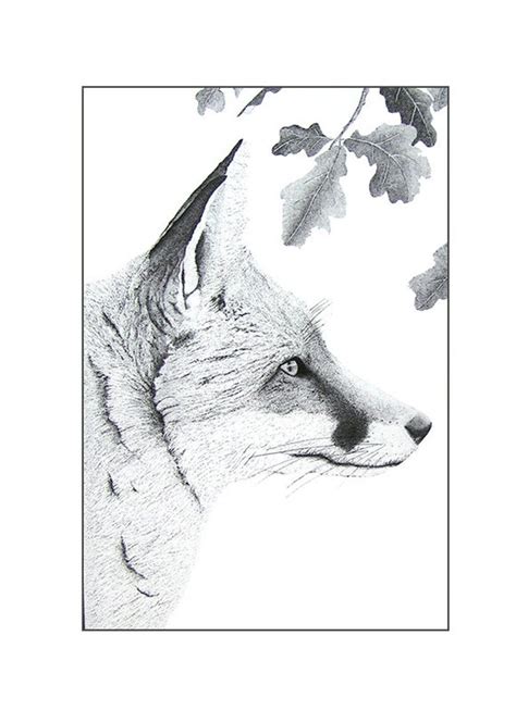 Black and White Fox Art Fox Illustration Animal Print Fox | Etsy