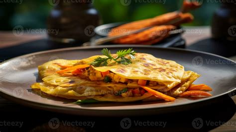 Photo of Caribbean Roti as a dish in a high-end restaurant. Generative ...