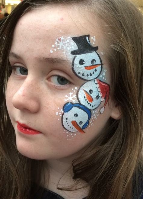 Snowmen Christmas Face Design Christmas Face Painting Face Painting Face Painting Designs