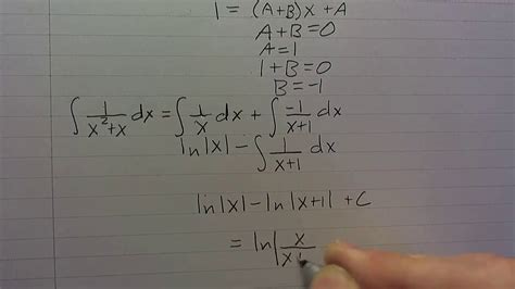 Integration With Partial Fractions Youtube