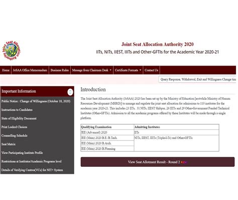 Josaa 3rd Round Seat Allotment Result To Be Released Today Check