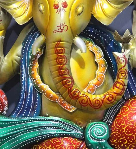 Iron Lord Ganesha Wall Art With Led In Yellow