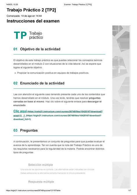 TP 2 Resolución Trabajo Práctico 2 TP2 Comenzado 14 de ago en 14