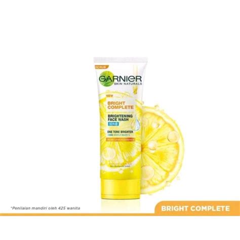 Jual Garnier Bright Complete Brightening Face Wash Scrub 100ml Shopee