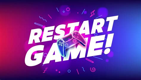 Restart Game Neon Game Controller Or Joystick For Game Console Vector