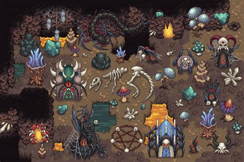 Free Top Down Pixel Art Cave Objects CraftPix Net