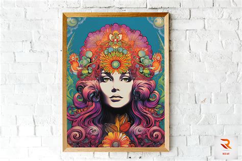 Beautiful Retro Hippie Girl Wall Art Graphic By Ricco Art · Creative Fabrica