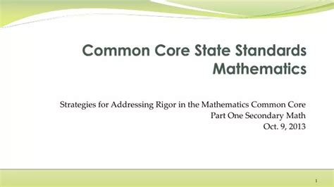 Ppt Common Core State Standards Mathematics Powerpoint Presentation