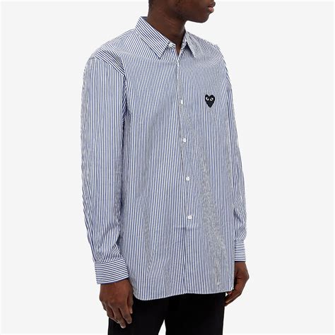 Comme Des Garcons Play Black Heart Stripe Shirt Navy And White End Au