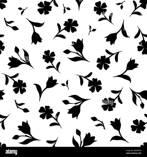 Vector Sin Costuras Negro Y Blanco Patr N Floral Con Flores Imagen