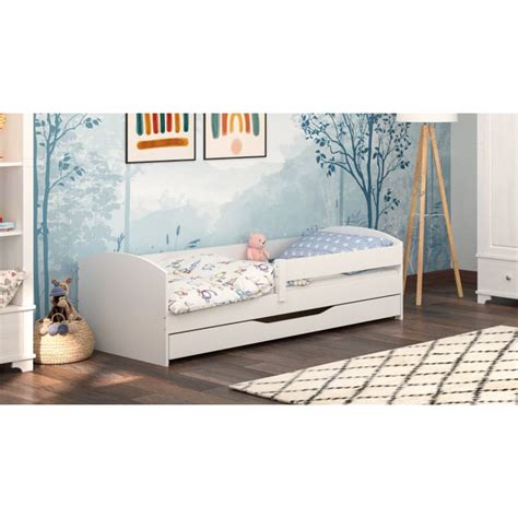 Cama Individual De Pino Macizo Y MDF 180x80 Blanco Maisons Du Monde