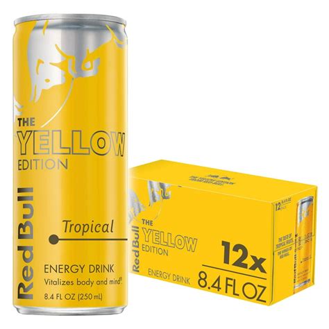 12 Cans Red Bull Energy Drink Tropical Yellow Edition 84 Fl Oz