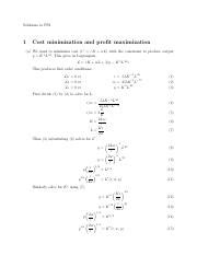 Econ201 PS2 Solution Pdf Solutions To PS2 1 Cost Minimization And