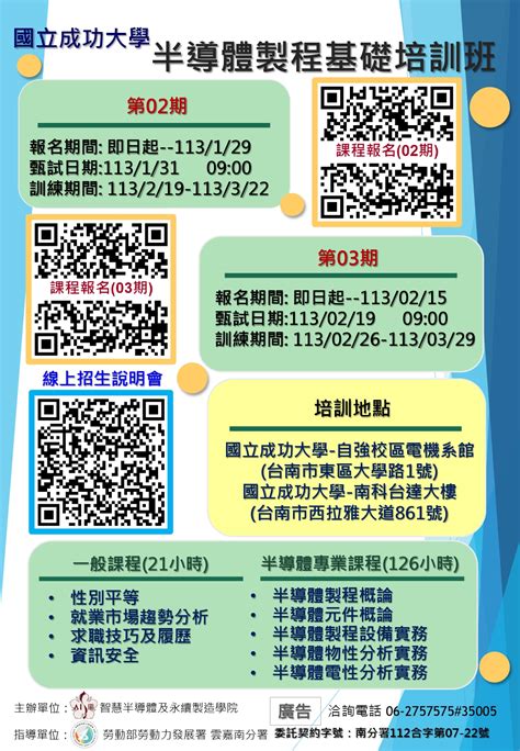 台灣就業通 找工作 勞動部攜手成大培育科技業人才 超夯半導體培訓班現正報名中 最新消息