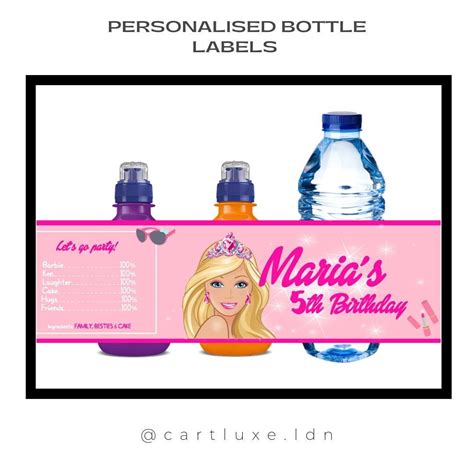 Personalised Barbie Fruitshoot And Water Bottle Labels Etsy