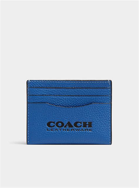 Blue Grained Leather Card Holder Coach Shop The New Coach